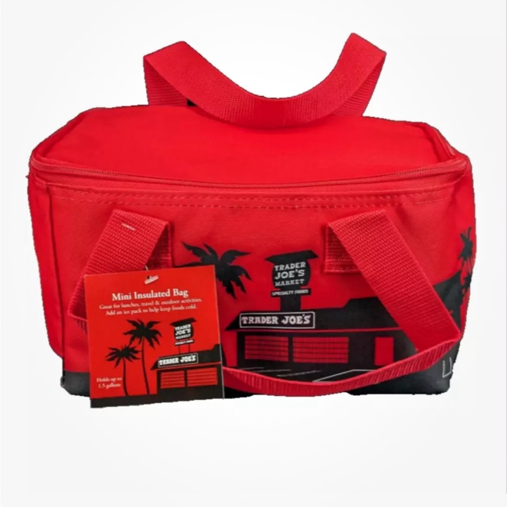 MINI RED Trader Joe's insulated bag cooler lunch tote Limited Edition Holidays
